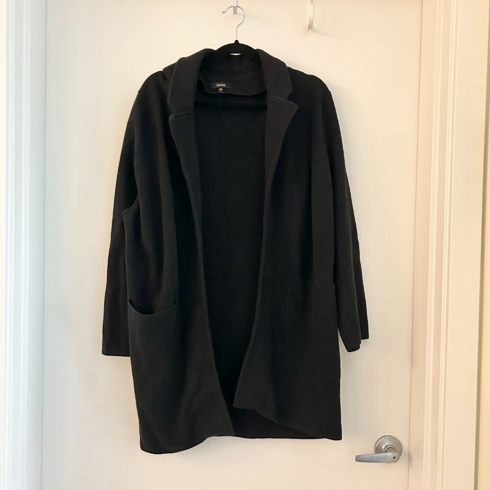 Quince 100% Organic Cotton Knit Blazer in Black Size 2X - Picture 4 of 8